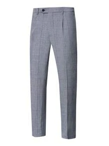 Manfinity Mode Herren Business Lässig Anzug Set in Große Größen mit kariertem Revers, Einreiher Sakko und Hose