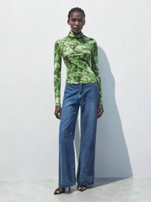 SHEIN Maija 女士 Y2K 扎染印花高领长袖时尚上衣 - 彩色 - 查看 5