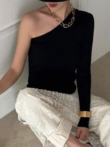 DAZY Women Off The Shoulder Slim Fit Sweater, Fashionable Design, Casual, Autumn/Winter