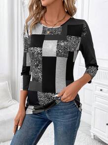 EMERY ROSE Women's Black Cat Graphic T-Shirt - Grey - View 7