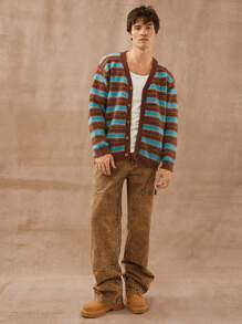 Manfinity VCAY Men Premium Cotton Denim Straight Leg Utility Jeans - Brown - View 3