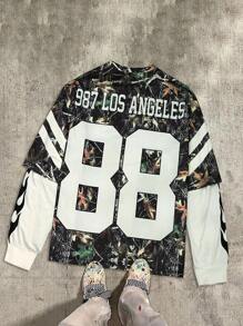 Manfinity EMRG Áo nỉ chui đầu dài tay rộng rãi in chữ cỡ lớn 2 trong 1 cho nam, mùa thu - Nhiều màu - Xem 2