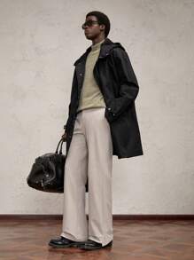 AKNOTIC Business Casual Men's Loose Fit Long Sleeve Casual Trench Coat, Suitable For Autumn, For Fall Winter