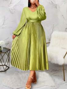 Celure Vestido elegante vintage con pliegues en la cintura para tallas grandes