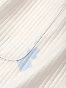 DAZY Winter Striped Textured Cute Bow Pattern Print Cardigan Pajamas Set,Back To School Clothes - Beige - View 9