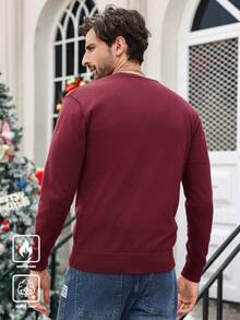 Manfinity CityGents Męski, swobodny, świąteczny, prosty, otwarty kardigan - Burgund - Zobacz 7