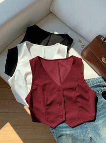 Comfortcana Set de 3 piezas de chaleco casual liso para mujer en otoño/invierno - Multicolor - Ver 1