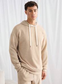Manfinity INSISELF 2pcs/Set Men's Loose Fit Hooded Knit Long Sleeve Sweatshirt Set, Suitable For Autumn