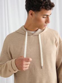Manfinity INSISELF 2pcs/Set Men's Loose Fit Hooded Knit Long Sleeve Sweatshirt Set, Suitable For Autumn