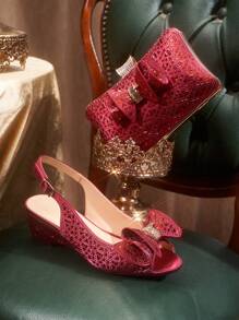 CUCCOO TILAWA Women's High Heel Diamond Butterfly Decor Fashion Sandals - Red - View 10