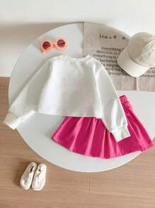 SHEIN Pulover cu litere și fustă plisată