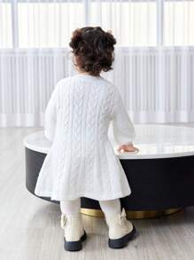 SHEIN Baby Mädchen Gestricktes A-Linien Kleid, modisch & vielseitig für lässige Ausgänge, Partys und Veranstaltungen im Herbst/Winter