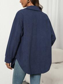 SHEIN LUNE 女士纯色长袖休闲宽松单排扣夹克，秋季