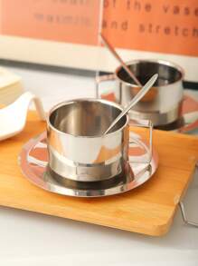 1 zestaw 6,8 uncji stalowych kubków do kawy ze stali nierdzewnej, filiżanki do espresso, kubki do kawy z podwójnymi ściankami, szklanki do latte, cappuccino, mleka, herbaty, na popołudniową herbatę, na Boże Narodzenie, na świąteczne prezenty - Srebro - Zobacz 13