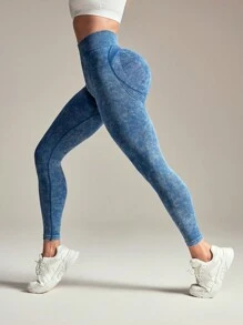 1 quần tập yoga/thể thao giặt cát cũ - Màu xanh lam - Xem 2