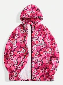 Manfinity VCAY Men's Loose Fit Digital Print Hooded Long Sleeve Jacket, For Fall Winter - Red - View 2