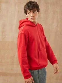 Men Fleece Knit Kanga Pocket Hoodie