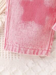 Toddler Girls Cute Star Pattern Pink Denim Jeans, Fall/Winter - Multicolor - View 5