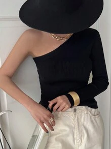 DAZY Women Off The Shoulder Slim Fit Sweater, Fashionable Design, Casual, Autumn/Winter