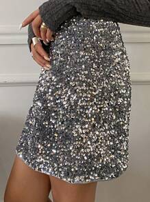 DAZY 亮片闪亮迷你裙，女士舞会裙，秋冬女装裙，新年女装嘉年华服装 - 黑色 - 查看 2