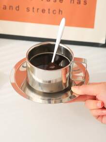 1 zestaw 6,8 uncji stalowych kubków do kawy ze stali nierdzewnej, filiżanki do espresso, kubki do kawy z podwójnymi ściankami, szklanki do latte, cappuccino, mleka, herbaty, na popołudniową herbatę, na Boże Narodzenie, na świąteczne prezenty - Srebro - Zobacz 8