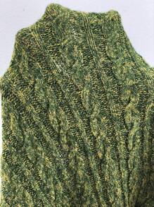 Flirla Plus Size Star Pattern Sweater Knit Pullover Fall Winter - Green - View 7