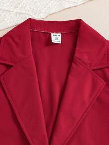 SHEIN 3 件套 Tween Girls 红色无袖西装外套 + 裤子 + 白色圆领长袖 T 恤