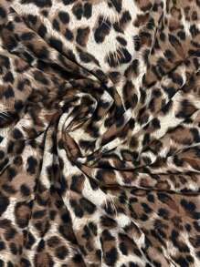 SHEIN Clasi Plus Size Asymmetric Collar Leopard Print Long Sleeve Shirt - Brown - View 6