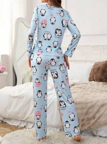 SHEIN 1 Set 140g Digital Printed Milk Silk Pajamas Set For Women, Fall Winter Clothes Cozy And Elegant Details - Multicolor - View 2