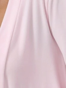 SHEIN LUNE 女士纯色针织超大口袋开衫，休闲秋冬 - 淺粉色 - 查看 7