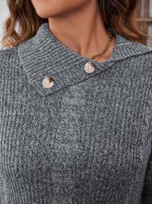 EMERY ROSE Grey Slim-Fit Knitted Sweater Dress, Casual Autumn/Winter