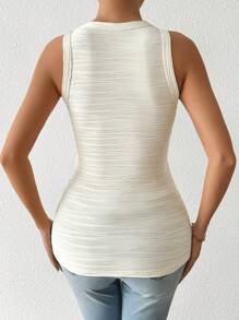 Chiquease Top ajustado de tirantes de cuello redondo de unicolor para mujer