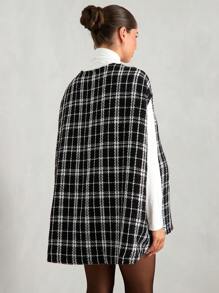 MaterniChic Maternity Plaid Print Button Front Coat, Autumn Winter - Black - View 4