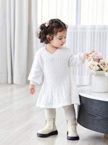 SHEIN Baby Mädchen Gestricktes A-Linien Kleid, modisch & vielseitig für lässige Ausgänge, Partys und Veranstaltungen im Herbst/Winter