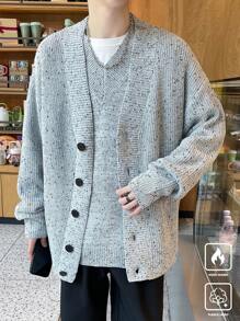 Claim Dot Cardigan Simples com Botões para Homens