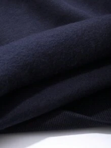 DAZY Men's Letter Graphic Zipper Front Minimalist Sweatshirt And Pants Casual Set Autumn - Navy Blue - View 9