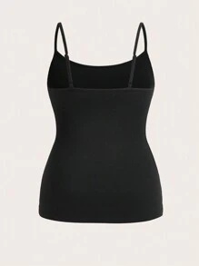 SHEIN Essnce 2 Confezioni di Canotte Nere Lunghe Casual e Versatili, Comode, Adatte a Tutte le Stagioni, per Donne Taglie Forti - nero - Visualizzare 4