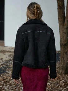 Aveloria Affinna Chaqueta de motociclista de mujer con forro y borrego, para otoño e invierno