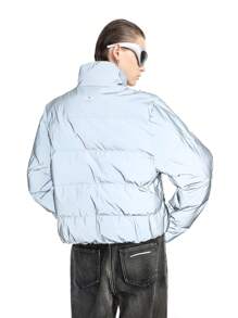 NEON BLANC Men's Reflective Stand Collar Padded Padded Coat For Winter - Grey - View 5