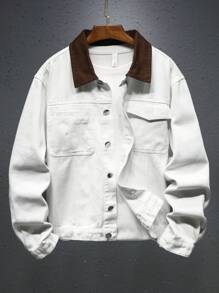 Manfinity Homme Men's Beige Denim Casual Jacket - Beige - View 1