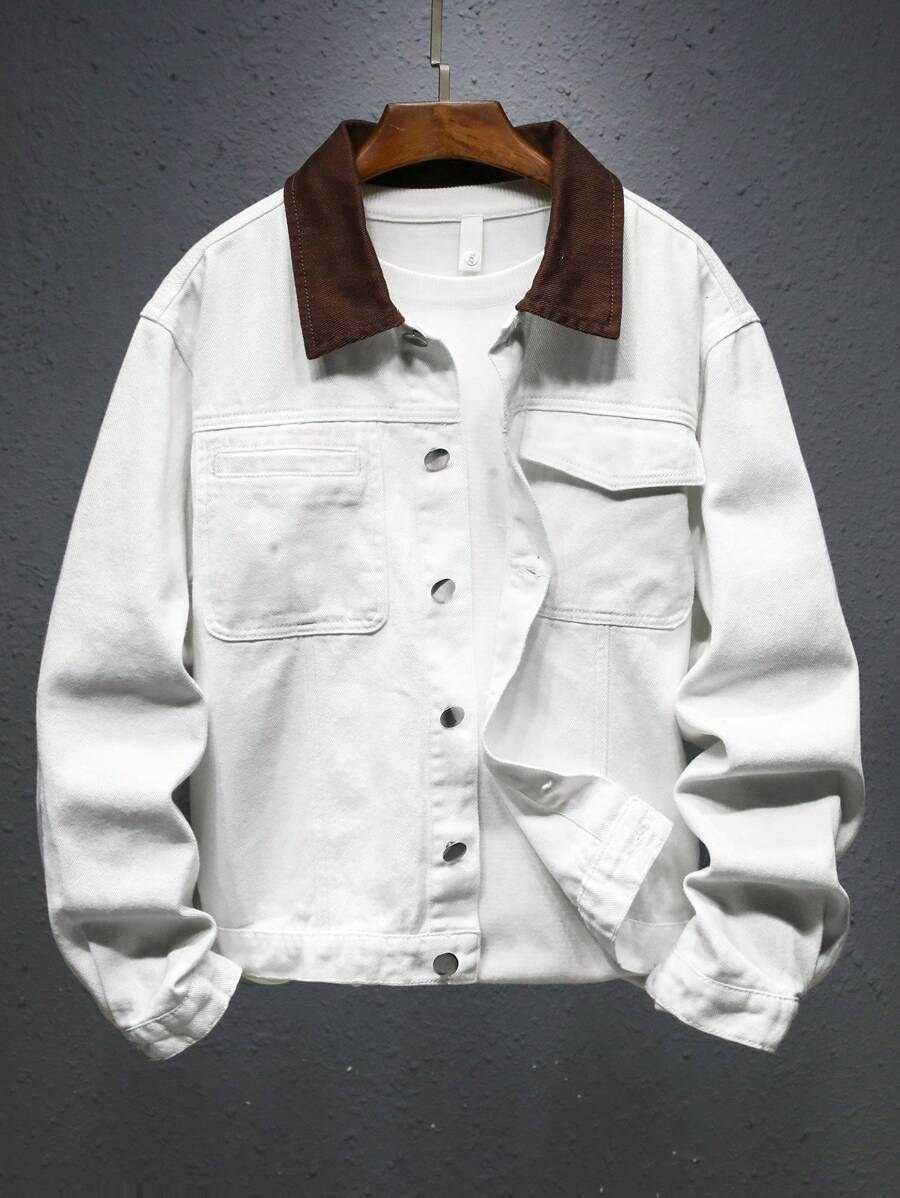 Manfinity Homme Men's Beige Denim Casual Jacket - Beige - View 1