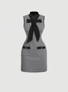 SHEIN MOD Elegante conjunto casual de traje de oficina: vestido y chaqueta, conjunto de dos piezas para otoño, chaquetas de mujer para otoño, vestimenta casual de negocios para mujer, vestido formal, conjunto de dos piezas para mujer sexy de oficina, atuendo de estilo "vieja riqueza" para maestras