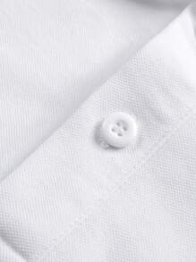 Manfinity Mode 男式休闲 Polo 衫，撞色袖口和野马印花，夏季 - 白色 - 查看 3