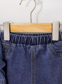 2pcs Baby Boy Fashionable Denim Outfit, Casual Jacket And Pants Set, Spring Autumn - Blue - View 6