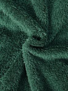 SHEIN Sudadera con capucha casual con forro térmico de oso para adolescentes, cálida - Verde - Ver 5