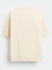 INAWLY Women's Christmas Theme Letter Print Crew Neck Short Sleeve T-Shirt Graphic Tees Women Tops - Apricot - View 2