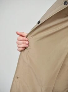 Aalyst 女士纯色长袖圆领系带长款休闲加厚棉服外套，冬季衣服 - 軍綠色 - 查看 6