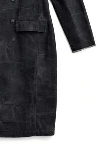 Manfinity VCAY Men's Loose-Fit Long Digital Print 100% Cotton Windbreaker, For Fall Winter - Dark Grey - View 12