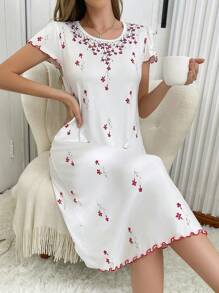 女式花卉印花睡袍