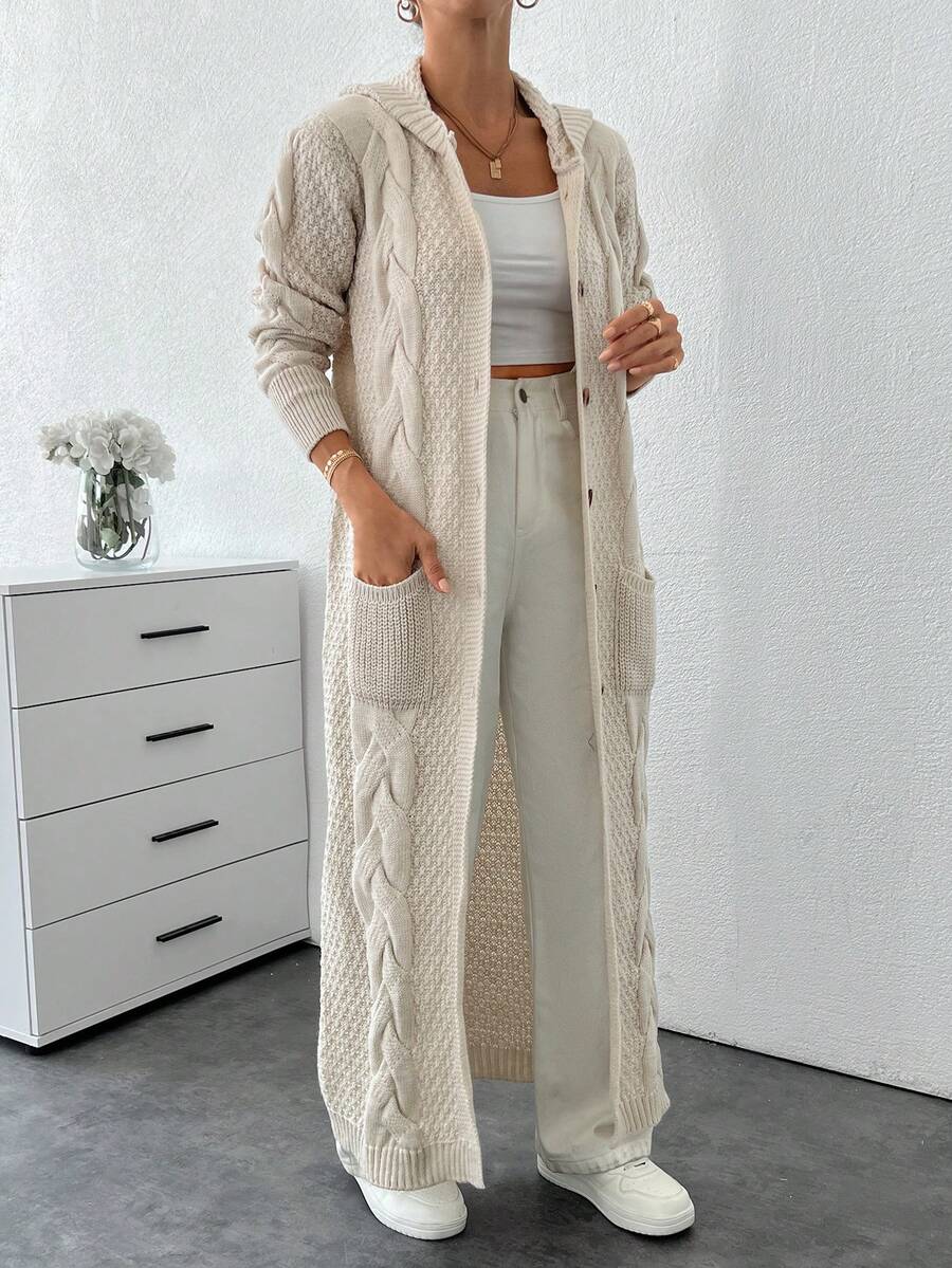 SHEIN Cárdigan con detalle y botón largo especial + 480 Moda de Mujer